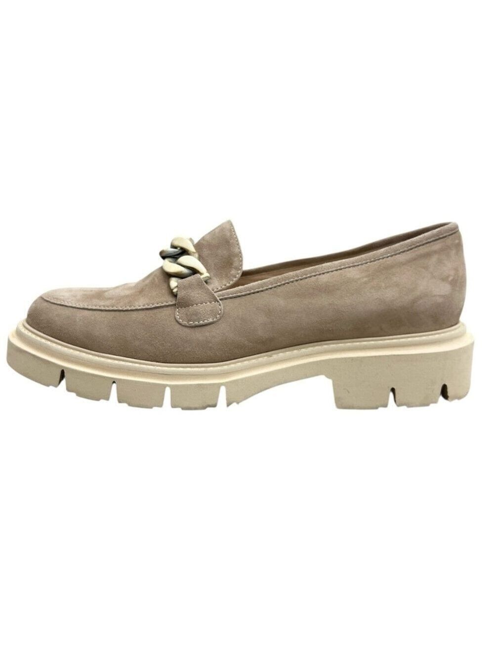 Matteo Bertoni Italy beige taupe suede leather chunky platform loafers EU 39
